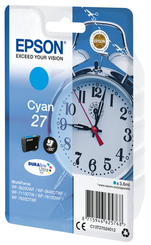 Epson Alarm clock Singlepack Cyan 27 DURABrite Ultra Ink Epson Alarm clock Singlepack Cyan 27 DURABrite Ultra Ink